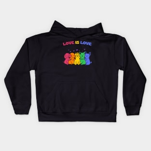 Love is Love Colorful Cats Dogs Kids Hoodie